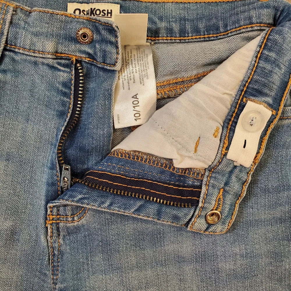 OshKosh Light Blue Lace Trim Denim Shorts Girls 10/10A